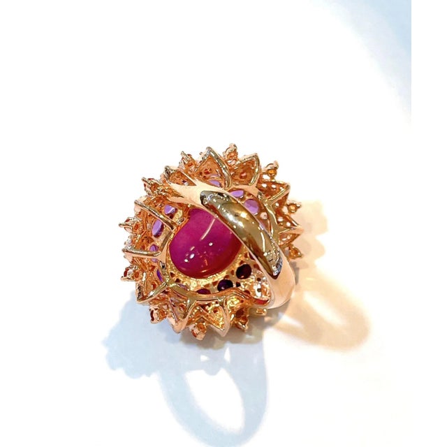 Bochic “Orient” Ruby, Amethyst & Multi Gem Cocktail Ring In 18K Gold & Silver, Size 4 For Sale - Image 11 of 12