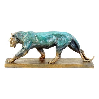 After Rembrandt Bugatti, Walking Panther Statue, Bronze Sculpture For Sale