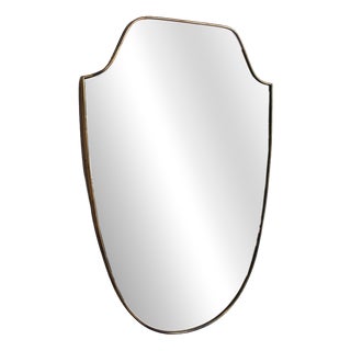 Vintage Italian Wall Mirror with Brass Frame in the style of Gio Ponti, 1960s For Sale