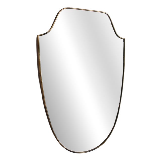 Vintage Italian Wall Mirror with Brass Frame in the style of Gio Ponti, 1960s For Sale