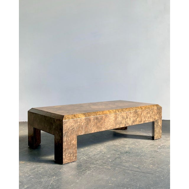 Vintage Boho Beveled Parchment Coffee Table For Sale - Image 9 of 12