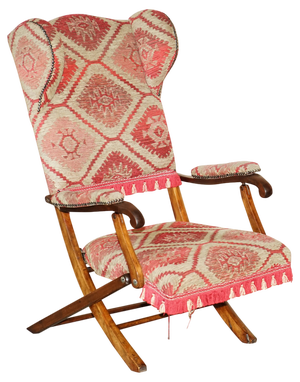 Victorian Military Campaign Kilim Upholstered Folding Armchair, 1880s