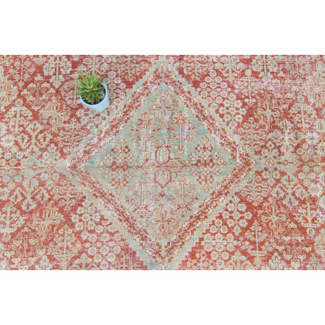 Traditional 1930s Vintage Medallion Light Blue Terra Cotta Hand-Knotted Rug - 11’2” X 16’2” For Sale - Image 3 of 11