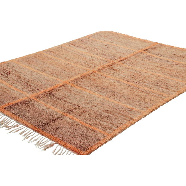 Rug & Kilim Vintage Moroccan Rug in Brown and Orange With Geometric Patterns - Rug & Kilim For Sale - Image 4 of 7