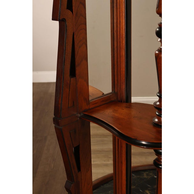Antique American Renaissance Revival Walnut Mirrored Etagere Hall Tree For Sale - Image 15 of 18