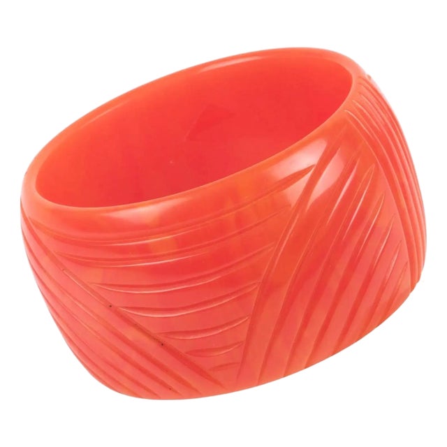 Carved Bakelite Bracelet Tequila Sunrise Pink For Sale