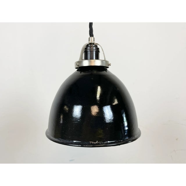Small Industrial Black Enamel Pendant Lamp, 1950s For Sale - Image 10 of 10