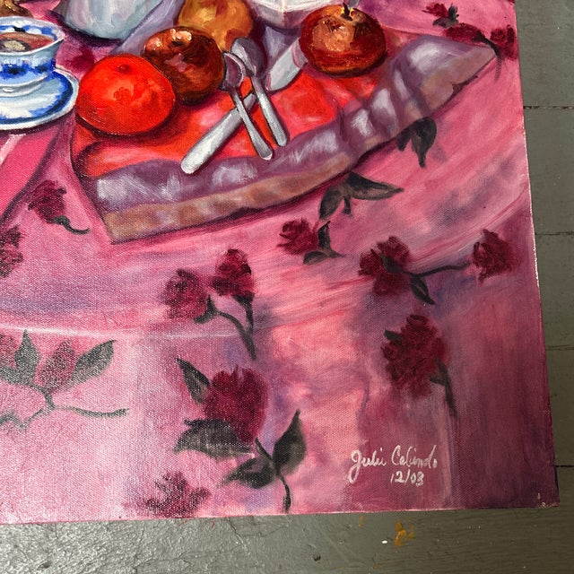Expressionism 2000’s Expressionist Fruit & Floral Still Life Painting For Sale - Image 3 of 9