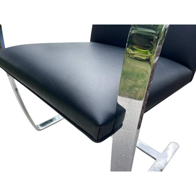 Early 21st Century Knoll Brno Flat Bar Chair by Ludwig Mies Van Der Rohe – Black Leather For Sale - Image 5 of 12