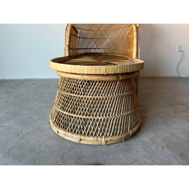 Vintage Bohemian Wicker Rattan Peacock Back Chaise Lounge Chairish