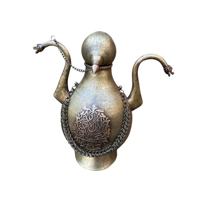 Dual Dragon Handle Brass Ewer For Sale - Image 4 of 13