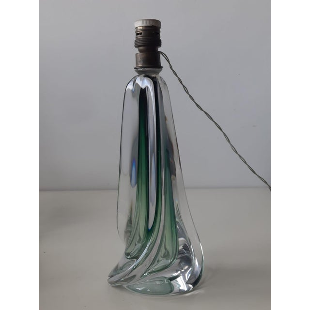 Emerald Green Crystal Table Lamp attributed to Val Saint Lambert, 1950s For Sale - Image 15 of 15