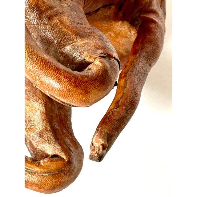 Liberty's London Camel Sculpture With Lovely Aged Leather on Hand Carved Wood For Sale In San Francisco - Image 6 of 8