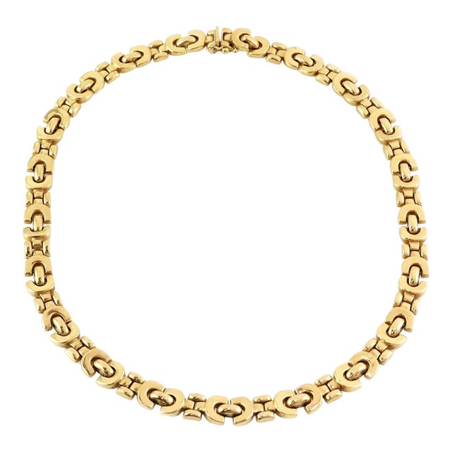 Mid 20th Century Fancy 14k Yellow Gold Link Necklace For Sale