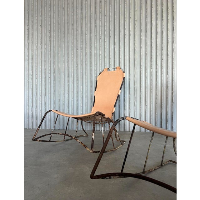Metal Italian Saddle-Stitched Rocking Chairs, Set of 2 For Sale - Image 7 of 10