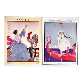 Vintage Vogue Paris Cover Prints (1916 & 1918) - Art Deco Fashion Posters, Unframed Pair For Sale