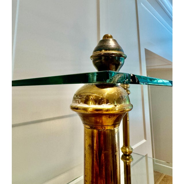 Mid-Century Brass Glass Étagère Bookcase Display For Sale - Image 12 of 17