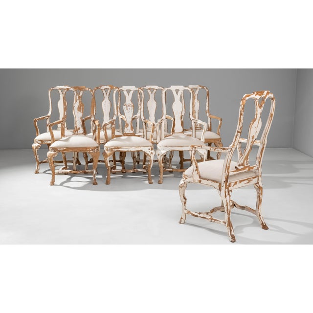 20th Century Swedish Rococo Revival Wood Patinated Dining Chairs - Set of 8 For Sale - Image 13 of 18