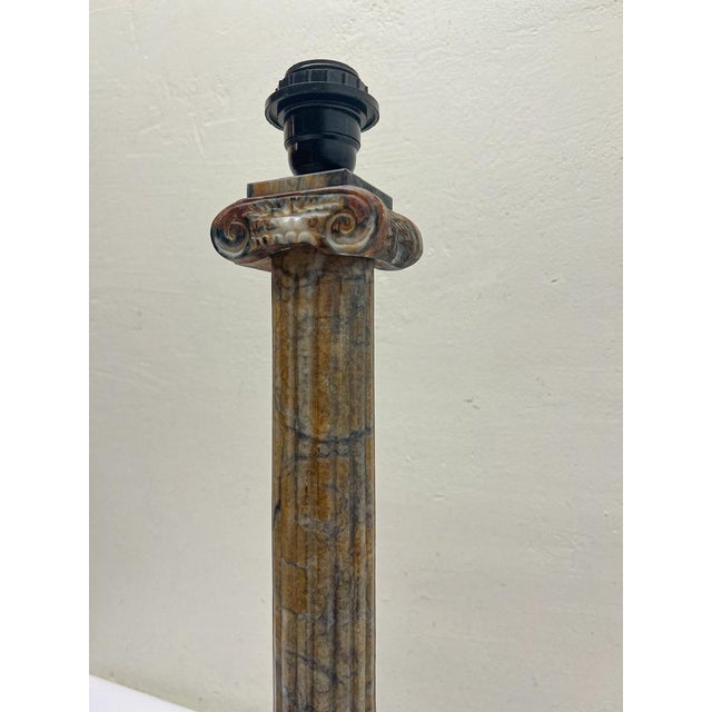 Greek Corinthian Column Table Lamp in Alabaster, 1970s For Sale - Image 12 of 16