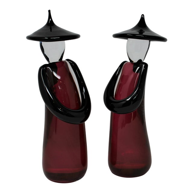 Murano Glass Chinese Figurines by Roberto Beltrami - a Pair For Sale