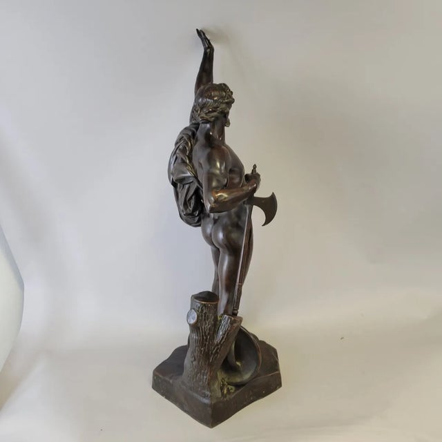 Victorian Elkington & Co. 32" Bronze Warrior King Statue Sculpture, C. 1860–1880 For Sale - Image 12 of 18