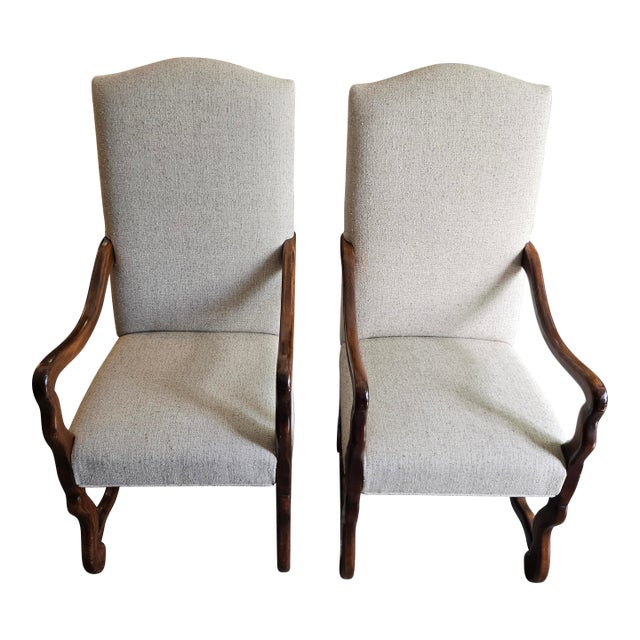 1970s Pair of French Louis XIV Style Upholstered Hardwood Chairs For Sale