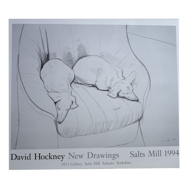 Black and White Dogs Exhibition Poster by David Hockney, UK, 1994 For Sale
