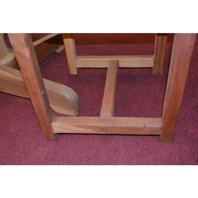 Vintage Rhodesian Teak Square Dining Kitchen Table With 2 Matching Chairs - From Zimbabwe For Sale - Image 11 of 16