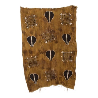 Vintage African Art Handwoven Kuba Cloth Ceremonial Blanket Wall Tapestry Congo For Sale