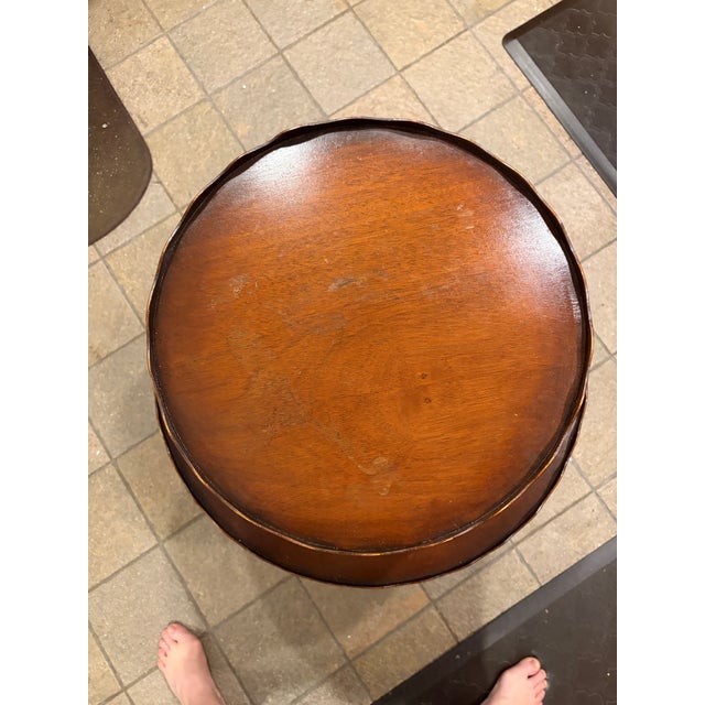 Vintage Chippendale Style Mahogany Two-Tier Dumbwaiter Table For Sale - Image 4 of 8
