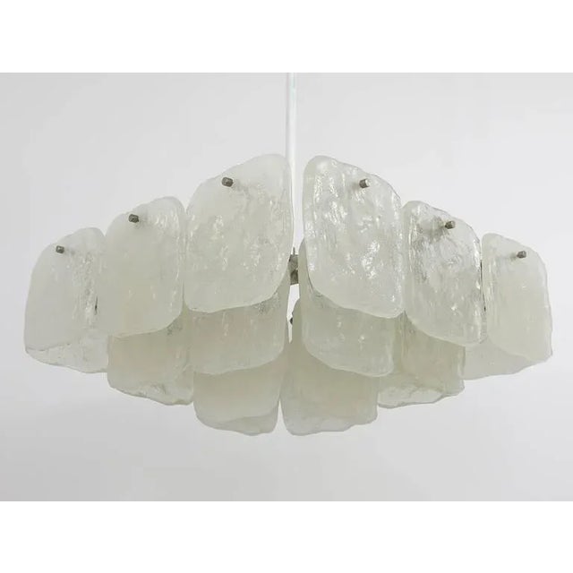 Square Chandelier with Frosted Ice Glass Panels attributed to J. T. Kalmar for Kalmar, Austria, 1960s For Sale - Image 9 of 11