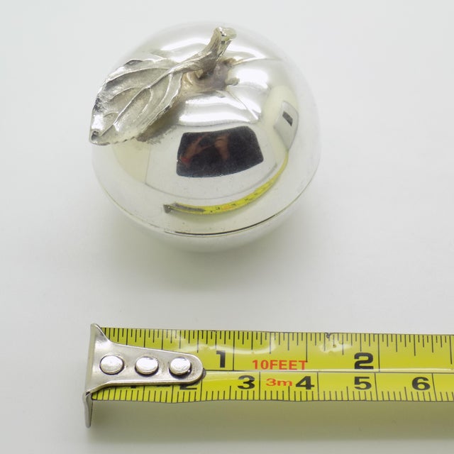 Vintage Italian Handmade Silver Apple Trinket Box, Padova, Italy, 1980s For Sale - Image 11 of 12