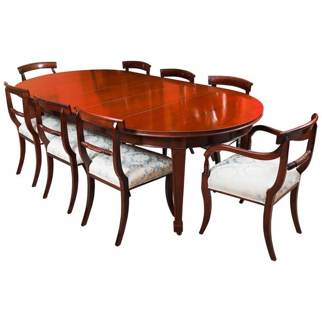 Antique 19th Century Oval Extending Dining Table and Regency Dining Chairs, Set of 9 For Sale - Image 15 of 15
