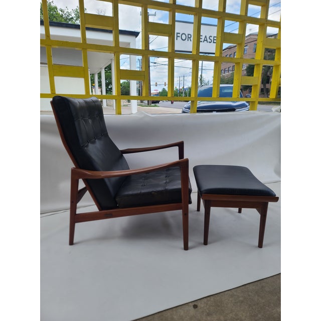 Orenas Teak Leather Lounge Chair Ib Kofod Larsen For Sale - Image 17 of 17
