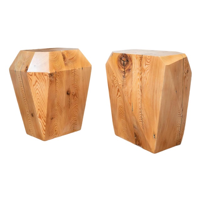 Studio Craft After Jb Blunk Pine Wood Side Tables - A Pair For Sale