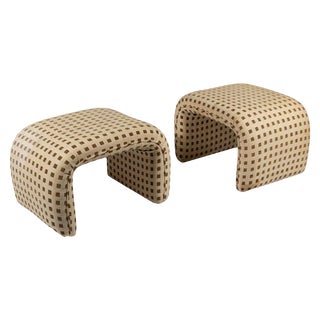 1970s Vintage Milo Baughman Style Waterfall Benches- a Pair For Sale