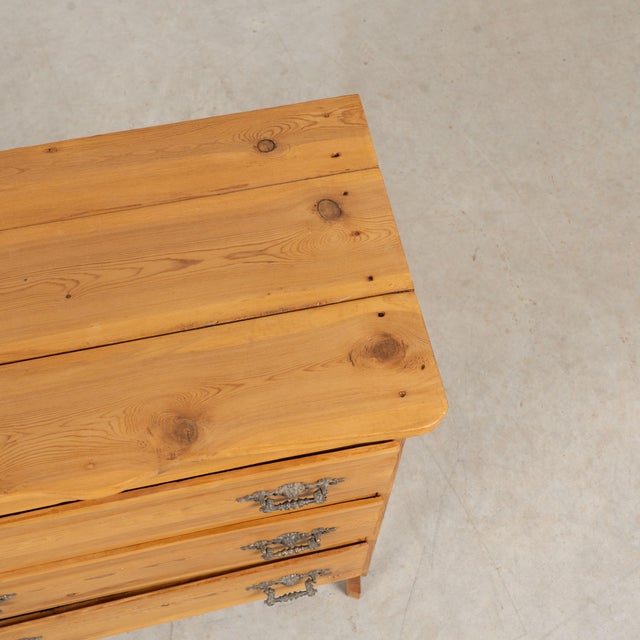 20th Century Danish Small Pine Chest of Three Drawers Nightstand For Sale - Image 6 of 14