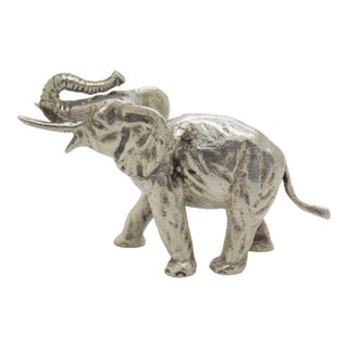 Vintage Italian Handmade Genuine Silver Elephant Large Figurine Miniature For Sale