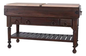 French Provincial Large Kitchen Island - Rustic Cocoa Finish