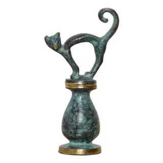 Mid-Century Modern Austrian Brass Cat Corkscrew by Walter Bosse, 1950s For Sale