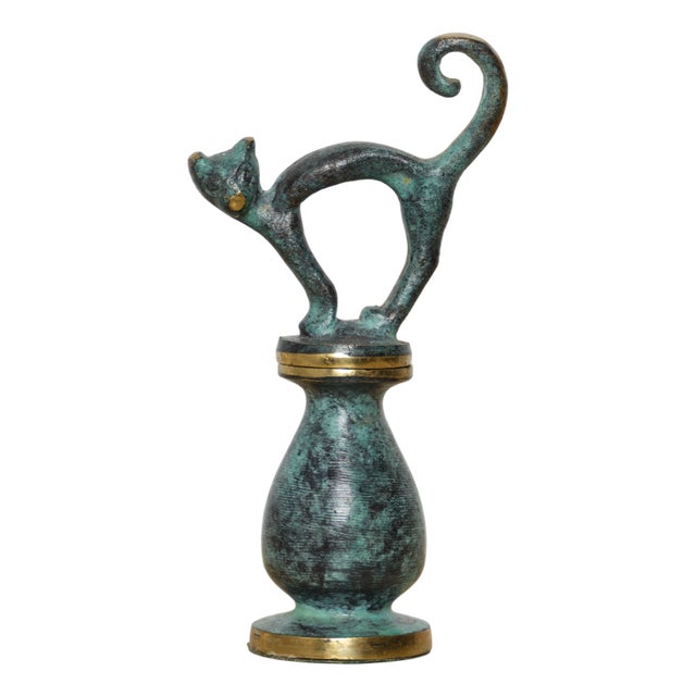 Mid-Century Modern Austrian Brass Cat Corkscrew by Walter Bosse, 1950s For Sale