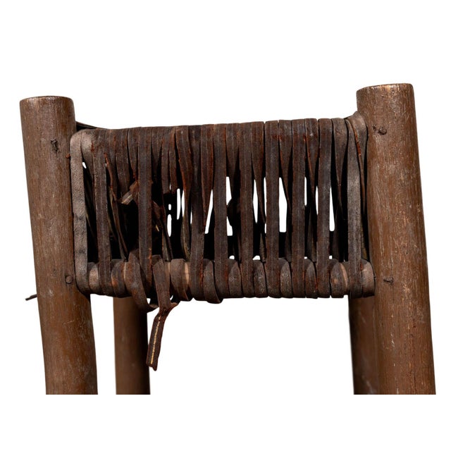 French Antique Woven Leather Stool For Sale - Image 3 of 5