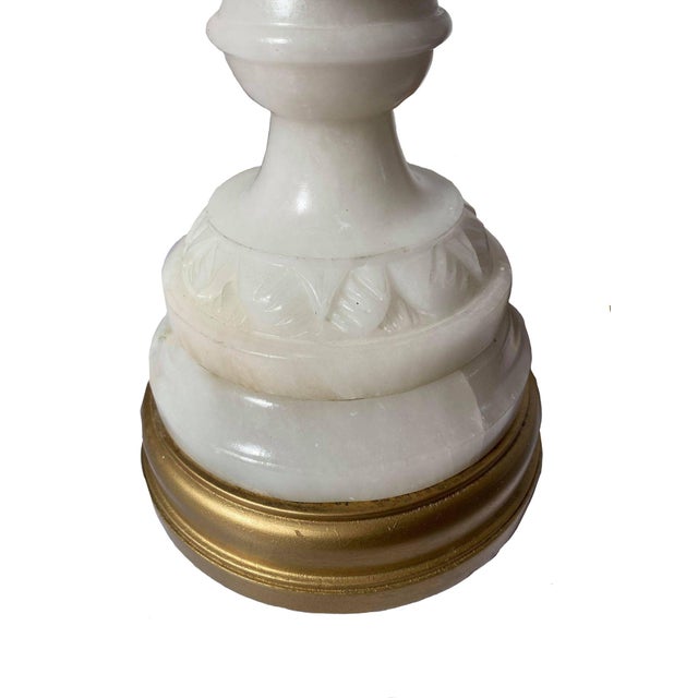1940s Carved Alabaster Table Lamp For Sale - Image 4 of 6