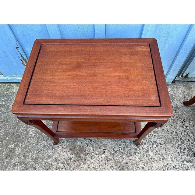 Mid 20th Century Pair Vintage Chinoiserie Style Side Tables For Sale - Image 4 of 10