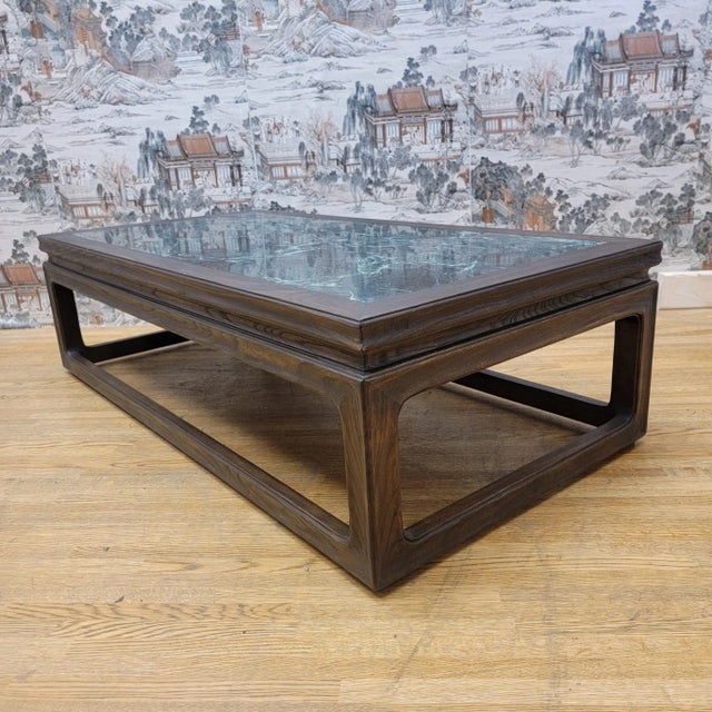 Antique Shanxi Province Elm Coffee Table With Green Marble Stone Top For Sale - Image 11 of 12