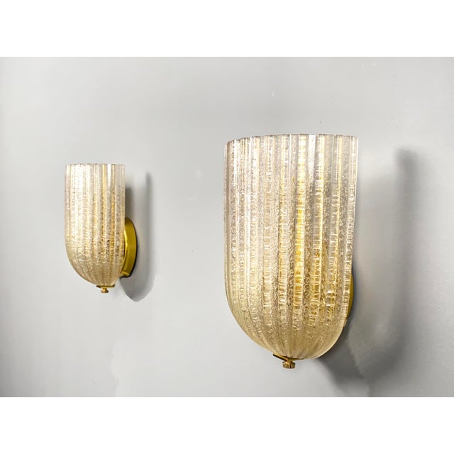 Metal Italian Murano Glass Wall Lamps from Barovier & Toso, 1970s, Set of 2 For Sale - Image 7 of 13