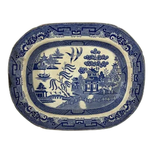 Large Antique Blue Willow Platter
