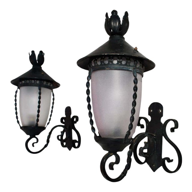 1940's French Wrought Iron Outdoor/Indoor Sconces - a Pair