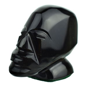 Late 20th Century Hand Carved Gold Sheen Obsidian Mayan Aztec Tribal Head Face Carved