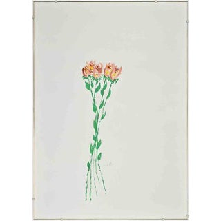 Bouquet of Flowers, Tempera on Cardboard, 1990s For Sale